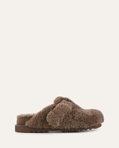 Casual: JUNIE CASUAL FLATS TAUPE SHEARLING