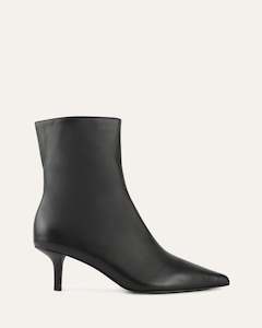 Ankle Boots: WINNIE MID ANKLE BOOTS BLACK LEATHER
