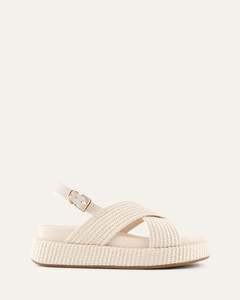 MIKEY FLAT SANDALS OFF WHITE RAFFIA