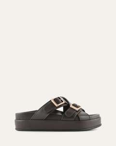 WICCA FLAT SANDALS BITTER CHOC LEATHER