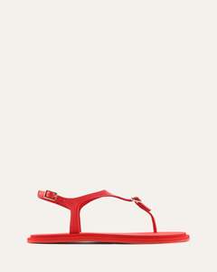 Flat Sandals: MIRO FLAT SANDALS RED LEATHER