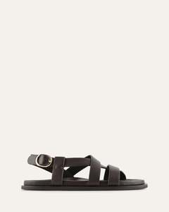 FALCON FLAT SANDALS BITTER CHOC LEATHER
