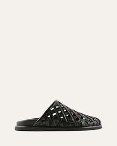 Slides: ORAN FLAT SLIDES BLACK LEATHER