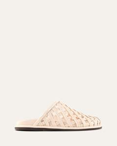 Slides: ORAN FLAT SLIDES VANILLA LEATHER