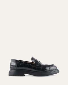 Lace Up Loafers: JARVIS LOAFERS BLACK CROC