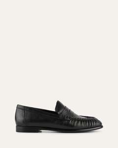 Lace Up Loafers: MYRTLE LOAFERS BLACK LEATHER