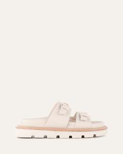 Restocked: VICHY FLAT SANDALS OFF WHITE LEATHER