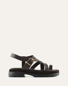 Bitter Choc: TOMMY FLAT SANDALS BITTER CHOC LEATHER