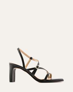 NALA MID HEEL SANDALS BLACK LEATHER