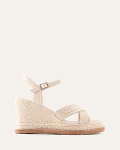 High Heels: WENDELL HIGH HEEL WEDGES OFF WHITE LEATHER