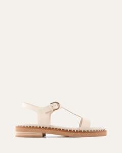 ELODIE FLAT SANDALS OFF WHITE LEATHER