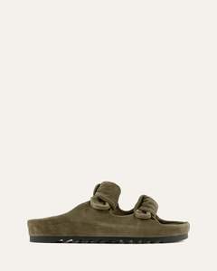 BLOSSOM FLAT SANDALS OLIVE SUEDE