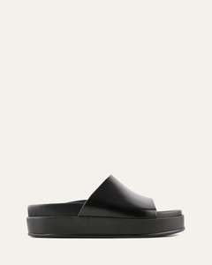 Flat Sandals: WESLEY FLAT SANDALS BLACK LEATHER