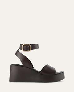Mid Sandals: CASSIE MID WEDGE SANDALS CHESTNUT LEATHER