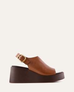Mid Sandals: CHERRY MID WEDGE SANDALS BRANDY LEATHER