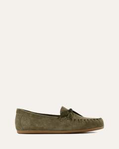 Lace Up Loafers: GRIFFIN LOAFERS OLIVE SUEDE
