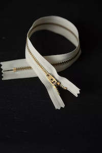 YKK Metal Zip 30cm/12" closed end. Ecru/brass NZD$7.50 each