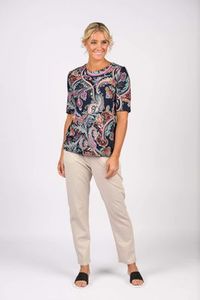 3/4 Sleeve Round Neck Knit Top - Persia