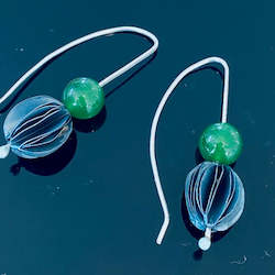 Nature: Nature pod black and pounamu drop earrings