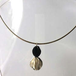 Nature double silver and oxide pod pendant