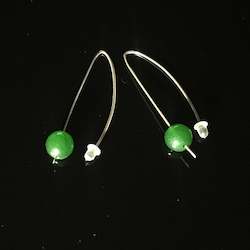 Earrings: Hono pounamu bead and silver earrings