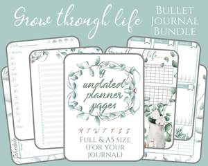 Printable Downloads: Grow Through Life Bullet Journal Printable Templates - Undated US Letter, A4 and A5 planner inserts and Bullet Journal PDF download