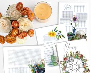 Bullet Journal Printable | Undated Calendar PDF Planner Bundle - Alchemical Habit Trackers