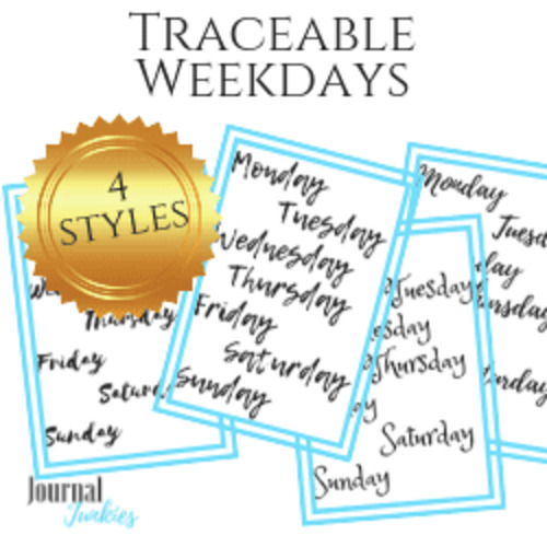 Printable Downloads: Traceable Weekday Lettering | PDF, PNG Download & Printable
