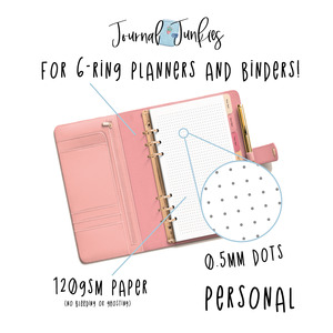 Journal Junkies Basics: Journal Junkies Basics Loose Leaf Refill | Personal 120gsm Dotted