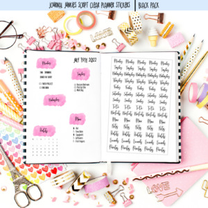 Basic Planner Stickers Pack | Journal Junkies Script Black
