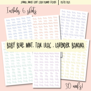 Basic Planner Stickers Pack | Journal Junkies Script Pastel