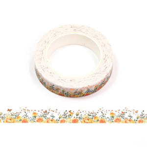 Picture Washi Tape: Foil Yellow Rose | Thin Washi Tape