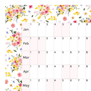 Horizontal 2025 Paper Wall Planner | Summer Blossom