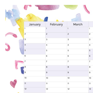 Vertical 2025 Paper Wall Planner | Scribble Splash
