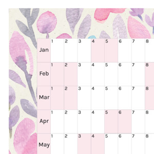 2025 Jan Dec Pretty Wall Calendars: Horizontal 2025 Paper Wall Planner | Lavender Bloom