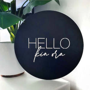 Wall Art: HELLO kia ora - Black