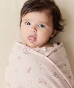 Jamie Kay: Cotton Wrap Blanket - Petite Fleur Soft Peony - Jamie Kay