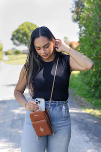 Rerehua Boutique: Bag - Puāwai Phone Bag  - Whenua Brown