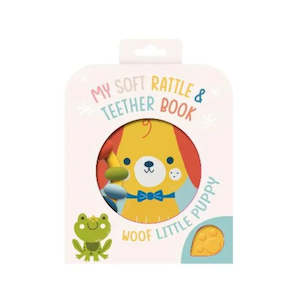 Baby Books: Book - My Soft Rattle & Teether Book - Woof Little Puppy