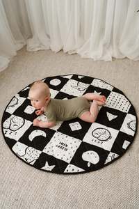 Sleepy Kiwi Quilted Play Mat Black & White (Organic Cotton)
