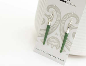 Jewellery 1: Earrings - Arotahi - Tapered - Pounamu Coloured Resin