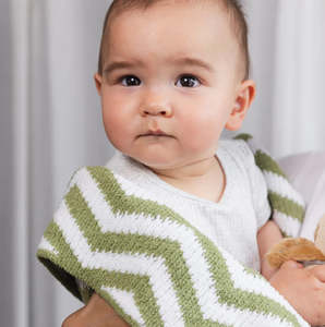 New Mama: Baby Blanket - Knitted Chanille - Sage Chevron