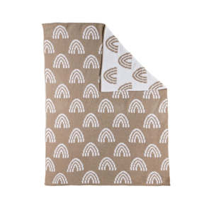 New Mama: Baby Blanket - Knitted Chenille - Taupe Rainbow