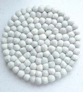 Home Decor: Trivet - Felt Ball - Light Grey