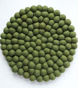 Home Decor: Trivet - Felt Ball - Dark Green