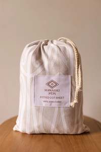 Fitted Cot Sheet - Taurikura Natural - Hawaiiki Pēpi