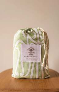All: Fitted Cot Sheet - Taurikura Green - Hawaiiki Pēpi