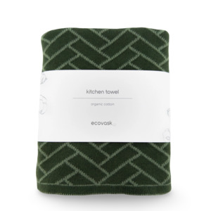 Home Decor: Kitchen Towel | Tea Towel - Forest Herringbone