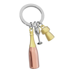 Keyring - Champagne Bottle in Rose Gold