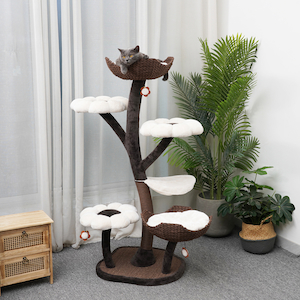 Catry Cat Tower – Brown Flower Large - Joycat Boutique